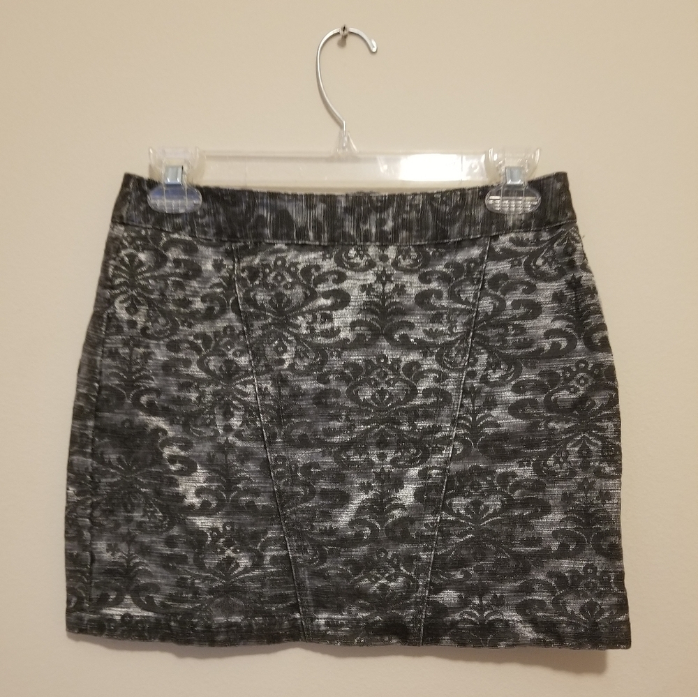 Express Grey & Silver Metallic Mini Skirt